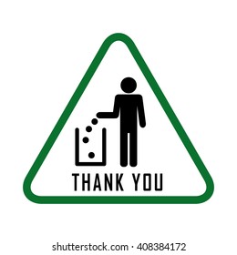 Do not litter, vector sign. people throw garbage in the trash. inscription meens - thank you throw garbage into a bucket
