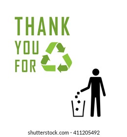 Do not litter, vector sign on white background. people throw garbage in the trash. inscription - please do not litter