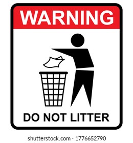 Do not litter warning flat icon isolated on white background. Keep it clean vector illustration. Tidy symbol