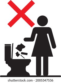 do not littering into the toilet woman