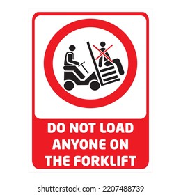 do not load anyone on the forklift vector warning sign