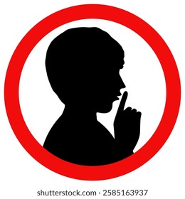 Do not make loud noises sign. Forbidden disturb. Keep noise down sign. Quiet please. Flat style vector illustration.