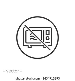 do not microwave icon, do not oven safe, line symbol on white background - editable stroke vector illustration eps10