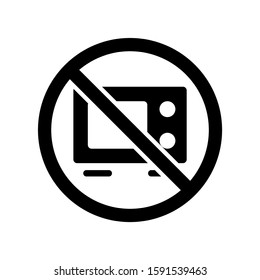 do not microwave icon, do not oven safe, in black flat design on white background, editable stroke vector illustration eps 10