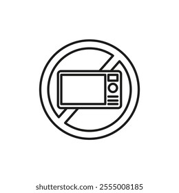 Do not microwave icon Simple thin line flat symbol