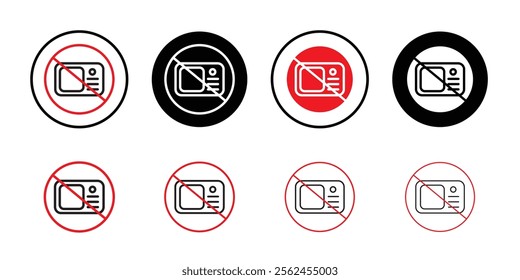 Do not microwave icon Thin line flat illustration