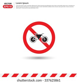Do Not No bicycles allowed sign - Red prohibited Traffic sign icon