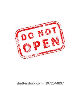 Do not open bright red vintage grunge stamp isolated on white