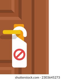 Do not open doors. Red prohibiting sign. Vector illustration flat design. Isolated on white background.