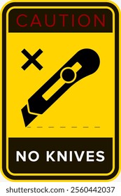 Do Not Open With Knife. Protective Packaging Instruction. Packaging Symbol. Sign and Label Indicating Items That Require Opening Without Blades to Avoid Damage to Contents or Packaging. No Knives