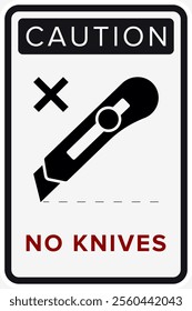 Do Not Open With Knife. Protective Packaging Instruction. Packaging Symbol. Sign and Label Indicating Items That Require Opening Without Blades to Avoid Damage to Contents or Packaging. No Knives