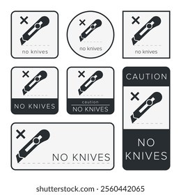 Do Not Open With Knife. Protective Packaging Instruction. Packaging Symbol. Sign and Label Indicating Items That Require Opening Without Blades to Avoid Damage to Contents or Packaging. No Knives