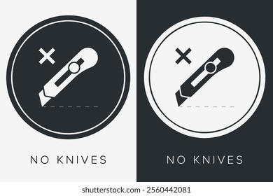 Do Not Open With Knife. Protective Packaging Instruction. Packaging Symbol. Sign and Label Indicating Items That Require Opening Without Blades to Avoid Damage to Contents or Packaging. No Knives