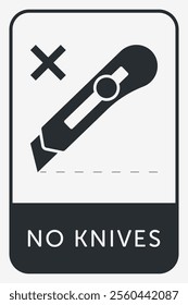 Do Not Open With Knife. Protective Packaging Instruction. Packaging Symbol. Sign and Label Indicating Items That Require Opening Without Blades to Avoid Damage to Contents or Packaging. No Knives