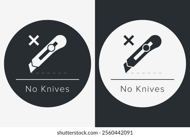 Do Not Open With Knife. Protective Packaging Instruction. Packaging Symbol. Sign and Label Indicating Items That Require Opening Without Blades to Avoid Damage to Contents or Packaging. No Knives