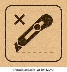 Do Not Open With Knife. Protective Packaging Instruction. Packaging Symbol. Sign and Label Indicating Items That Require Opening Without Blades to Avoid Damage to Contents or Packaging. No Knives