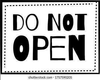 DO NOT OPEN stamp on white background. Stickers labels and stamps series.