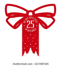 Do not open until 25th of december - holiday stamp design. Christmas decorative element for handmade gifts. Vector illustration on white background.