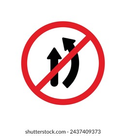 Do Not Overtake Traffic Sign Vector Line Icon illustration.