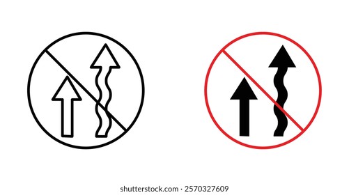 Do not overtake traffic sign vectors set in black. line and flat versions