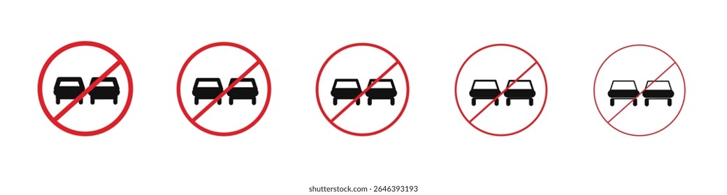 No adelantar el tráfico Signo Vector esquema conjunto ilustración signo