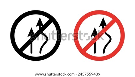 Do Not Overtake Traffic Sign Icon Set. Prohibited Car traffic overtake vector symbol in a black filled and outlined style. Passing Forbidden Sign.
