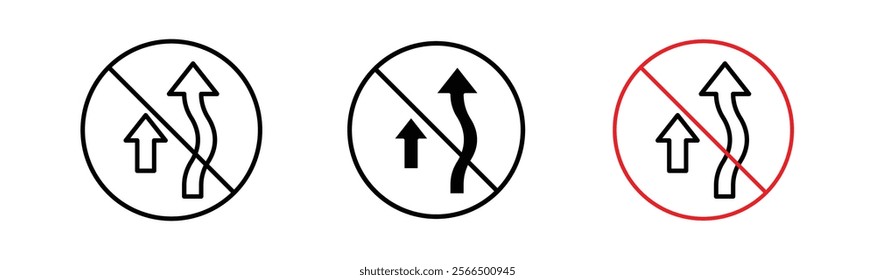 Do not overtake traffic signs flat and linear vector illustration on white background.