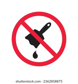 Do not paint brush sign. Prohibited painting vector icon. No paint icon. Forbidden brush icon. Warning, caution, attention, restriction, danger flat sign design. Paint brush symbol pictogram