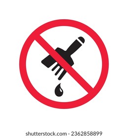 Do not paint brush sign. Prohibited painting vector icon. No paint icon. Forbidden brush icon. Warning, caution, attention, restriction, danger flat sign design. Paint brush symbol pictogram