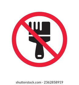Do not paint brush sign. Prohibited painting vector icon. No paint icon. Forbidden brush icon. Warning, caution, attention, restriction, danger flat sign design. Paint brush symbol pictogram