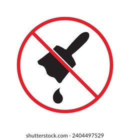 Do not paint brush sign. Prohibited painting vector icon. No paint icon. Forbidden brush icon. Warning, caution, attention, restriction, danger flat sign design. Paint brush symbol pictogram