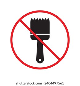 Do not paint brush sign. Prohibited painting vector icon. No paint icon. Forbidden brush icon. Warning, caution, attention, restriction, danger flat sign design. Paint brush symbol pictogram