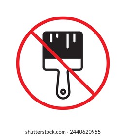 Do not paint brush sign. Prohibited painting vector icon. No paint icon. Forbidden brush icon. Warning, caution, attention, restriction, danger flat sign design. Paint brush symbol pictogram UX UI