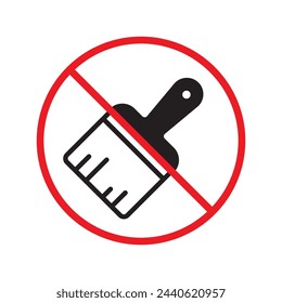 No pinte la señal del pincel. Icono vectorial de pintura prohibida. Sin icono de pintura. Icono de pincel prohibido. Advertencia, precaución, atención, restricción, diseño de signo plano de peligro. Pincel de pintura símbolo pictograma UX UI