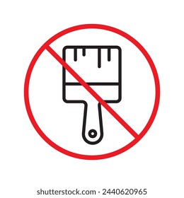 Do not paint brush sign. Prohibited painting vector icon. No paint icon. Forbidden brush icon. Warning, caution, attention, restriction, danger flat sign design. Paint brush symbol pictogram UX UI