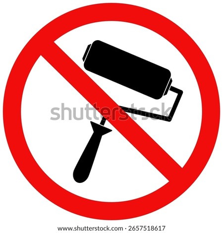 Do not paint brush sign, No painting sign, Prohibited painting symbol. Flat vector illustration design.