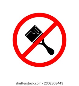 Do not paint sign. Forbidden brush icon illustration on white background..eps