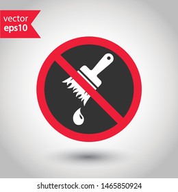 Do not paint sign. No paint vector icon. Forbidden brush icon. Warning, caution, attention, restriction, danger flat sign design. 