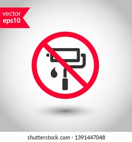 Do not paint sign. Prohibited painting vector icon. No paint icon. Forbidden brush icon. Warning, caution, attention, restriction, danger flat sign design. EPS 10 symbol