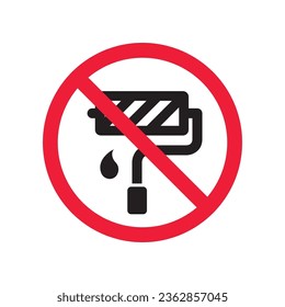 No pintar el signo. Icono vectorial de pintura prohibida. Sin icono de pintura. Icono de pincel prohibido. Advertencia, precaución, atención, restricción, diseño de señales llanas de peligro. Pintar pictograma del símbolo del rodillo