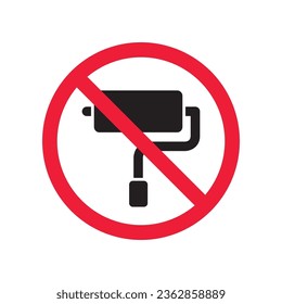 Do not paint sign. Prohibited painting vector icon. No paint icon. Forbidden brush icon. Warning, caution, attention, restriction, danger flat sign design. Paint roller symbol pictogram