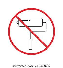 Do not paint sign. Prohibited painting vector icon. No paint icon. Forbidden brush icon. Warning, caution, attention, restriction, danger flat sign design. Paint roller symbol pictogram