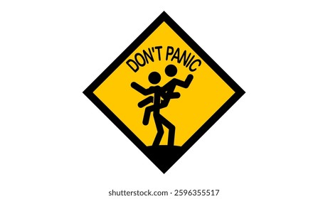 do not panic sign, black and yellow isolated silhouette