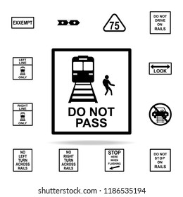 do not pass railway icon. Railway Warnings icons universal set for web and mobile