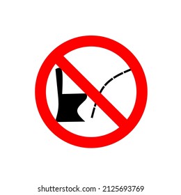 Do not pee outside of the toilet, prohibition sign, vector