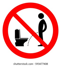 Do not pee outside of the toilet, prohibition sign, vector illustration.