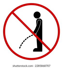 do not peeing sign icon in modern silhouette style design. Vector illustration isolated on white background.