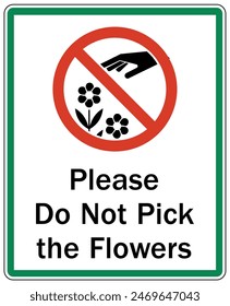 Do not pick flower sign