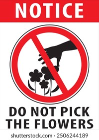 Do not pick flowers or fruits park area warning sign vector