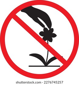 Do not pick the flowers sign vector, fine will be applied